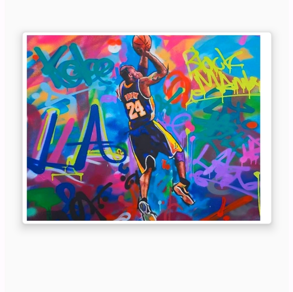 NEW!💯 KOBE BRYANT LAKERS 8.5x11 ULTRA PREMIUM GLOSSY GRAFFITI COLOR ART POSTER!